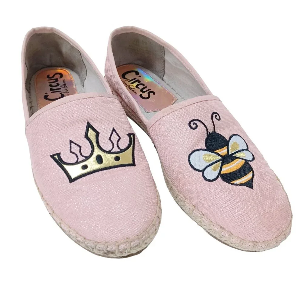 Circus by‎ Sam Edelman Queen Bee Leni Flats Pink Espadrille Slip On Womens 8.5